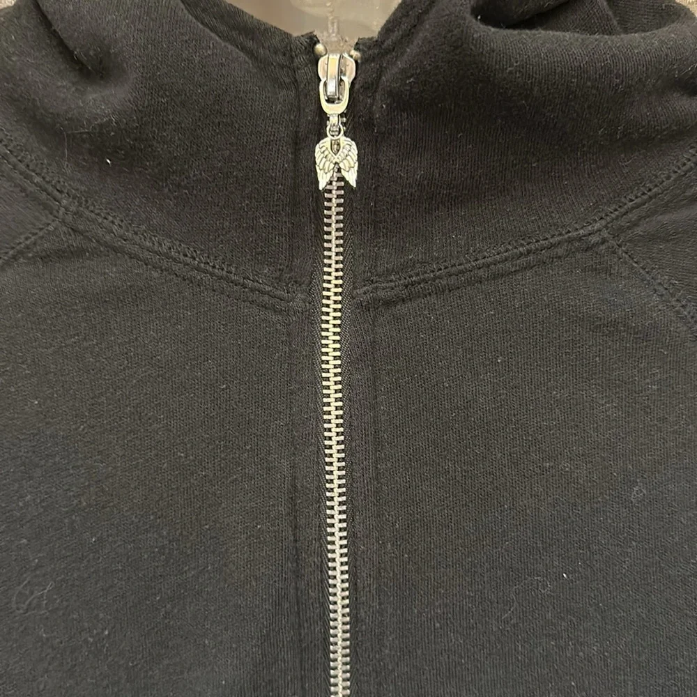 Victoria’s Secret Black Bling Love Angel Tunic Hooded Sweater Size Medium - Picture 5 of 9